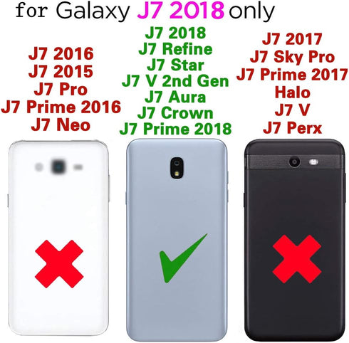 Phone case for Samsung Galaxy J7 Star J7 Refine J7 2018 J7V V 2nd Gen J737V with Tempered Glass Screen Protector Slim Thin Accessories Protective ...