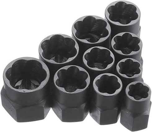10 Pcs Impact Bolt & Nut Remover Set, Bolt Screw Extractor Set, Nut Remover Tool with Aluminium Storage Case for Removing Damaged Frozen Rusted Ro...