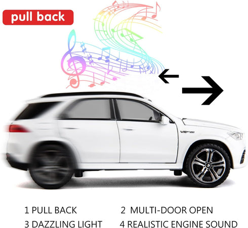 Benz GLE63S AMG Model Car 1/32 Alloy Diecast Pull Back Toy Car with Light and Sound Model Vehicle for Boys Girls Gift(White)...