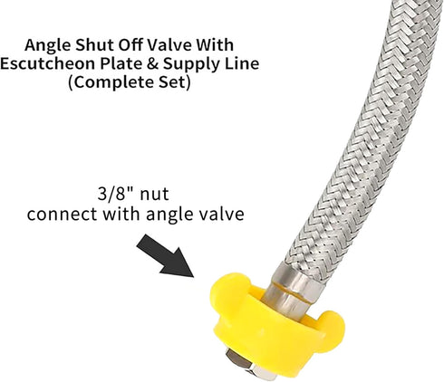 Flexible Toilet Water Supply Line 12inch,Stainless Steel Braided Hose With 3/8 Female Compression Thread x 7/8 Female Ballcock Thread?2pack...