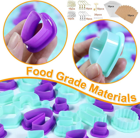 Polymer Clay Cutters for Earring Making - 160pcs Clay Tools Set with Earrings Accessories, 42+8pcs Different Shape Plastic Clay Molds clay cutters...