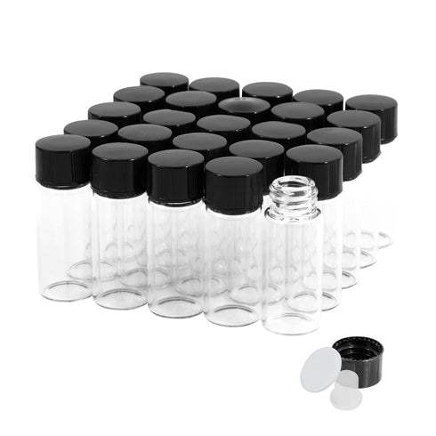 4ml Clear Glass Vials with Screw Caps and Plastic Stoppers, 1 Dram Small Liquid Sample Vial, Leak-Proof Vial, 25PCS...