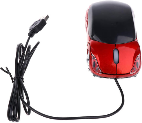 PCTC Cool Sport Car Shape USB Wired Optical Mouse for Laptop or Office Desktop,Ergonomic,1000DPI 2 Headlights 3 Buttons Office Home School Gift (R...