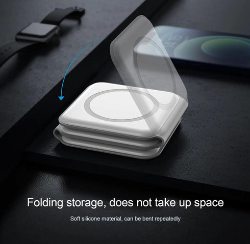 Magnetic Wireless Charging Station 3-in-1, Foldable, Magnetic Fast Charger for iPhone 15/14/13/12 Pro Max, Smart Watch and Ear Buds(White)...