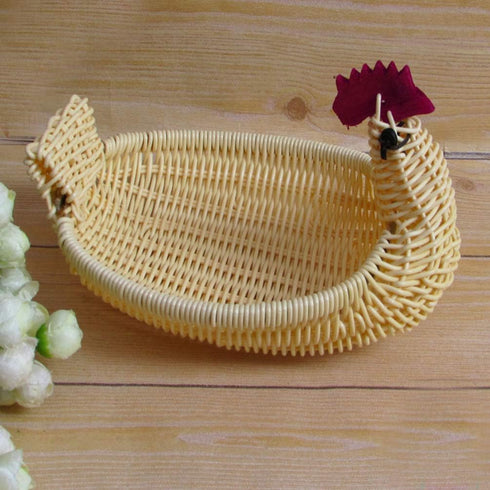 SEWACC Woven Storage Baskets 3 Pcs Rattan Woven Fruit Basket Straw Turkey Shape Bread Basket Wicker Decorative Bowl Food Basket Sundries Container...
