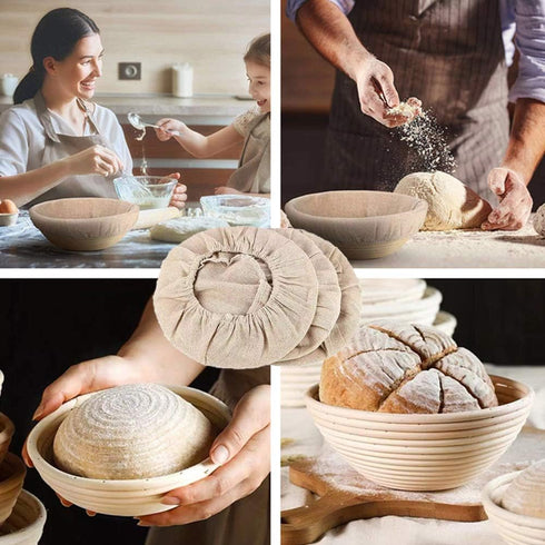 3Pcs Bread Proofing Basket Cloth Liner Linen Liner Cloth Dough Basket Cover for Bakery Home Baking (10 Inch)...