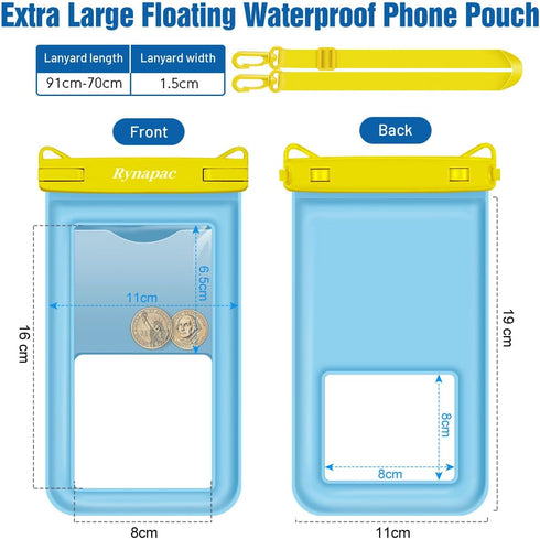 Waterproof Phone Pouch Floating - 8.5in Waterproof Phone Case for Beach Travel Must Haves, 2 Pack Underwater Cell Phone Holder with Lanyard for iP...