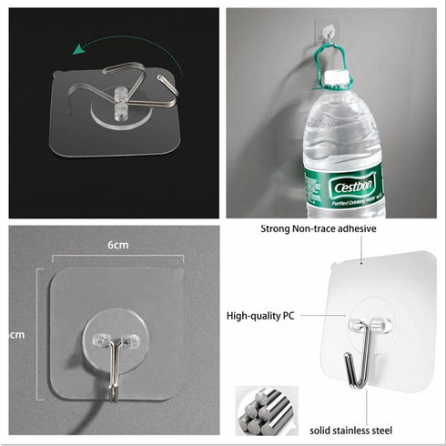 KK5 Adhesive Hooks for Hanging Wall Hooks 22 lbs Self Adhesive Towel Hook Transparent Hooks for Keys Bathroom Shower Outdoor Kitchen Door Home Imp...