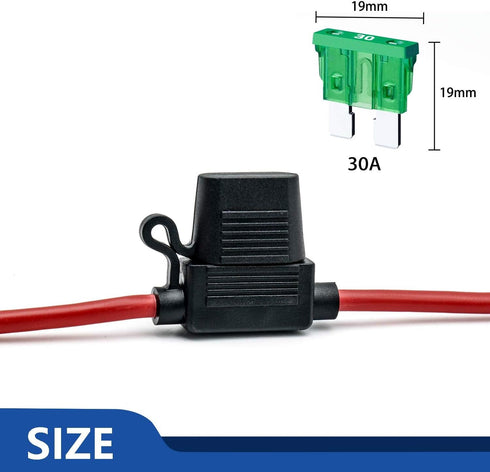 12 AWG Inline Fuse Holder - 12 Gauge Fuse Holder for 30A Blade Fuse (6 Pack)...