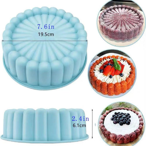Flower Shape Silicone cake mold,Non-stick Silicone Fluted Pans, Perfect Bakeware for Cake, 7.6 Inch,Blue...