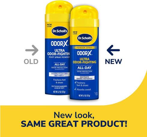 Dr. Scholl's ODOR-X ULTRA ODOR-FIGHTING POWDER SPRAY, 4.7 oz // Destroys Odors Instantly - All-Day Odor Protection - Freshens Feet & Shoes...