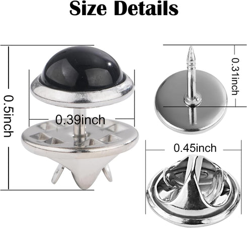 6 Pcs Mini No Sew black Buttons Brooch Pins Cover up Buttons Fasteners Detachable Reusable Multi-purpose for Clothes(Black10mm)...