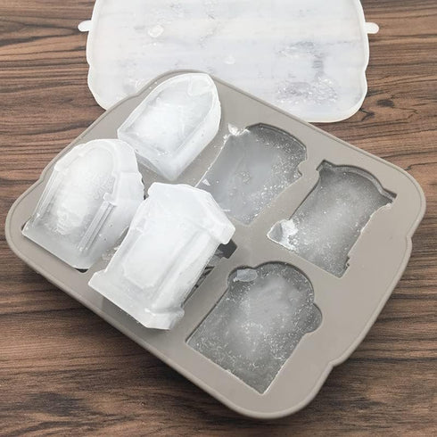 6-Grid Grave Tombstone Halloween Soap Chocolate Dessert Ice Cream Ice Making Muffin Pan Microwave Safe Silicone Mold Baking Pan Baking Supplies Ki...