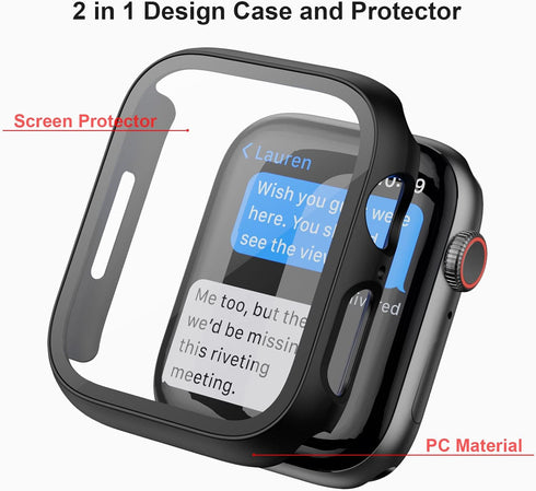 Haojavo 5 Pack Case with Tempered Glass Screen Protector for Apple Watch Series 9 8 7 41mm, PC Hard Ultra-Thin Slim Fit Scratch Resistant Bumper P...