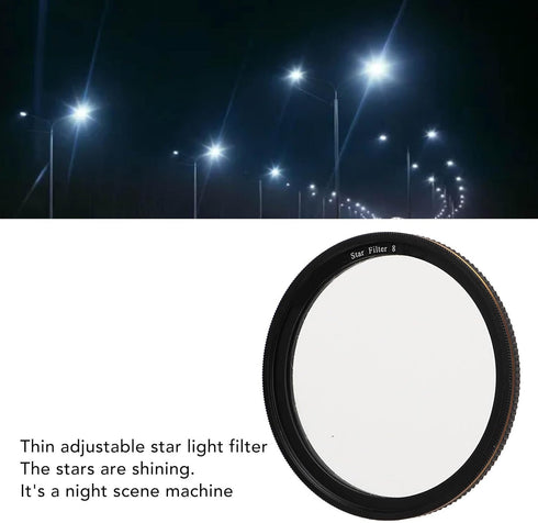 Adjustable Starlight Filter, Coating Filter Kit with Double Frame Rotation Design, Waterproof Camera Lens Effects Filters for Night Scenery Jewelr...
