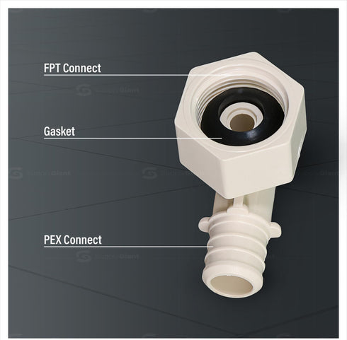 QQTM1212-5 Plastic Poly Alloy 90 Degree Swivel Elbow PEX x FPT Barb Pipe Fitting 1/2'' x 1/2'' White (5 Pack)...