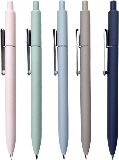 Kaco MIDOT Gel Ink Pens 5 Pieces All Black Ink 0.5mm Fine Point Retractable Soft Touch Grip Aesthetic Cute Colored Pens Office School Supplies Sta...