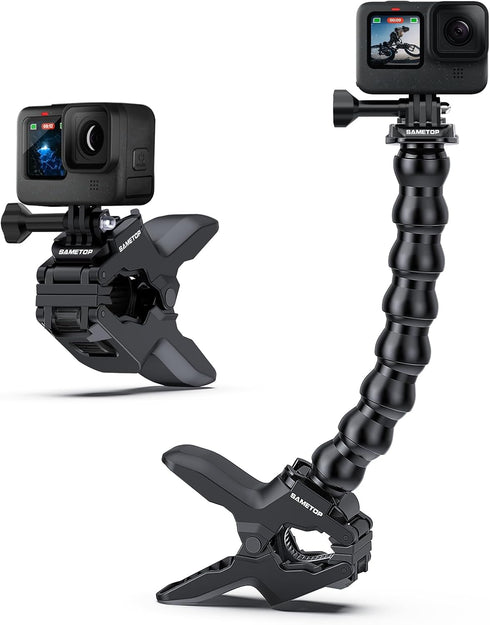 Jaws Flex Clamp Mount Gooseneck Clip Mount Compatible with GoPro Hero 13, 12, 11, 10, 9, 8, 7, 6, 5, 4, Session, 3+, 3, 2, 1, Max, Hero (2018), Fu...