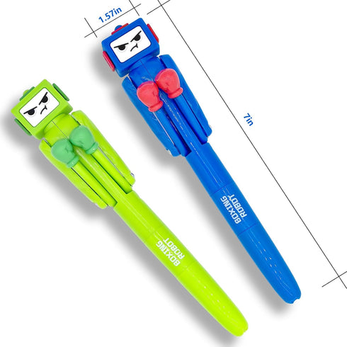 Boxing Pen Robot - ?2PCS? with Punching Arm and Crisp Button Sound - Funny and Cool Novelty Pen - Boxing Gifts - Blue/Green Colors - 1.0mm Smooth ...