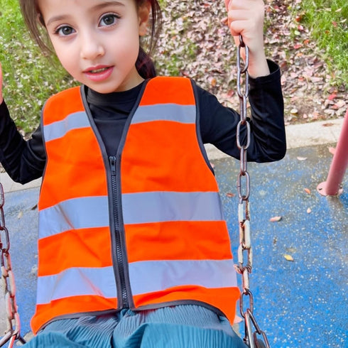High Visibility Kids Safety Vest,Toddler Safety Vest,Reflective Vest Kids,Toddler Construction Vest For Cycling &Running,Orange XS...