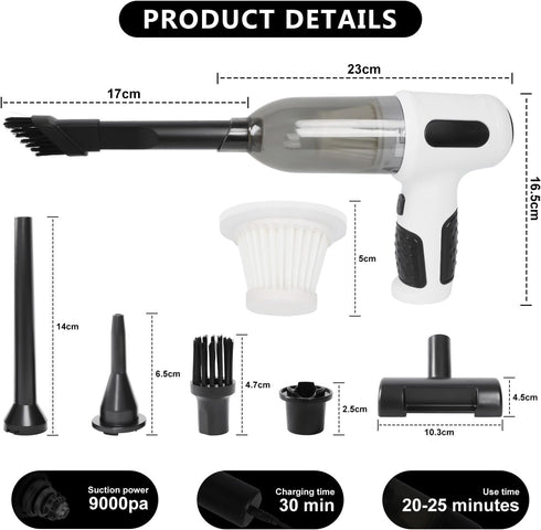 Handheld Vacuum Cleaner, Car Vacuum Cleaner, Adjustable 120W High Power Wet and Dry Hand Held Car Vacuum Cordless with Multi-Nozzles for Home, Off...