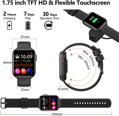 Bebinca Smart Watch (Answer/Make Call), Voice Assistant Compatible with Samsung iPhone Android Phones, IP68 Waterproof, Blue...