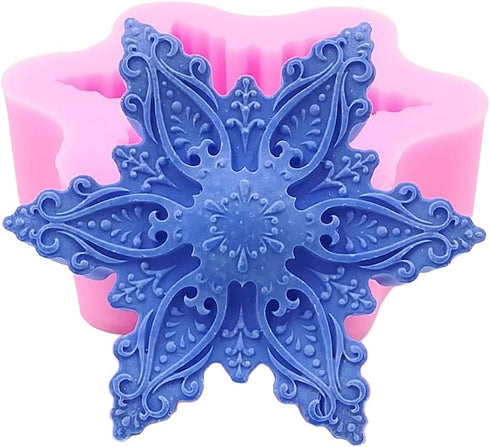 Christmas Snowflake Silicone Mold for Handmade Soap, Crafts, Candle, Chocolate, Muffins, Ice...