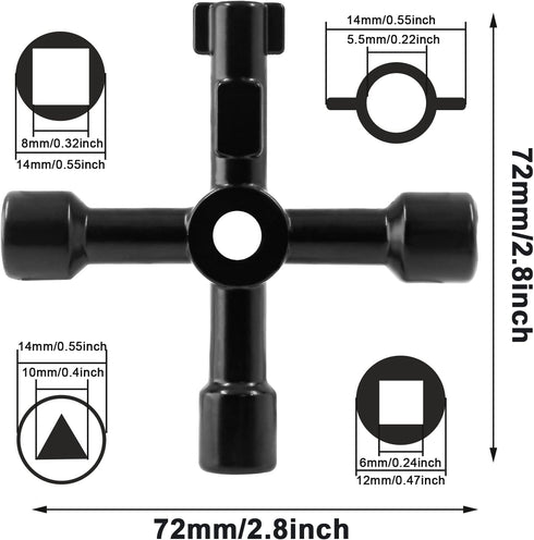3Pcs 4-Way Multi-Functional Utilities Key Electric Cabinet Keys Triangle Square Wrench for Elevator, Water Meter Valve, Train Electrical Control C...