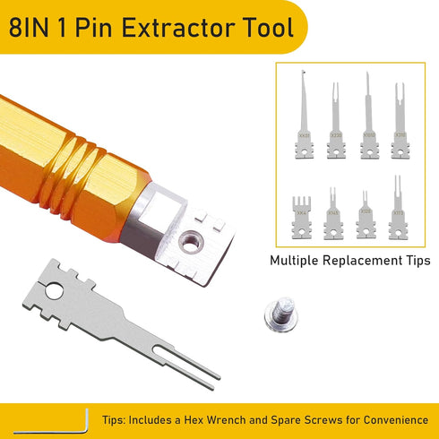 Terminal Removal Tool Kit, 8 PCS Electrical Pin Extractor Tool Double Head Detachable Terminal Release Tool for Metri,AMP,Molex Connector Automoti...
