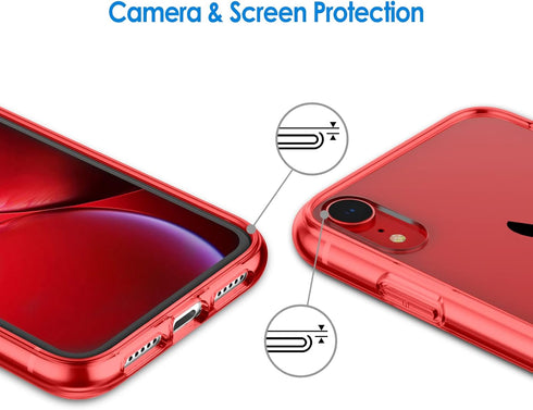 JETech Case for iPhone XR 6.1-Inch, Non-Yellowing Shockproof Phone Bumper Cover, Anti-Scratch Clear Back (Red)...