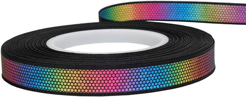 Colorful Rainbow Reflective Webbing Ribbon Fabric Tape Trim Strip for Clothing DIY Crafts Sew On 20mm x 23m...