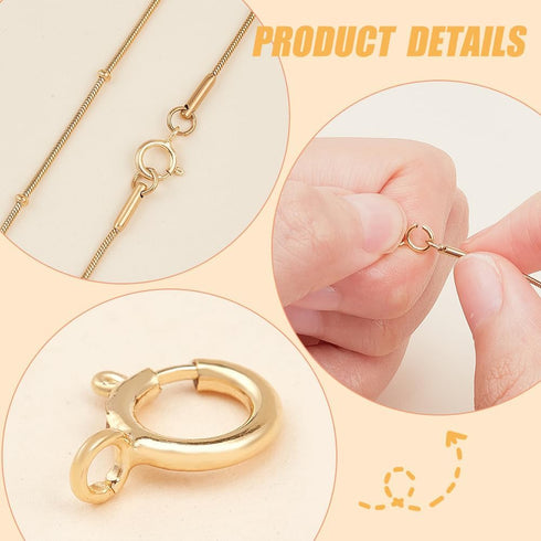 BENECREAT 20 PCS 14K Gold Filled Spring Ring Clasps for Necklace Bracelet Jewelry DIY Making (8mm x 6mm x 1mm)...