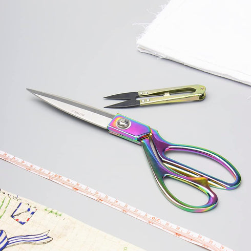 Rainbow Sewing Scissors Holographic Metallic Craft Tailor Scissors 9 Inch Heavy Duty Steel Professional Fabric Shears for Costume Designer Dressma...