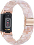 Wongeto Resin Bands Compatible for Fitbit Charge 6 /Charge 5 Band,Women Men Resin Replacement Wristband Strap Blacelet for Fitbit Charge 6 (Pink F...