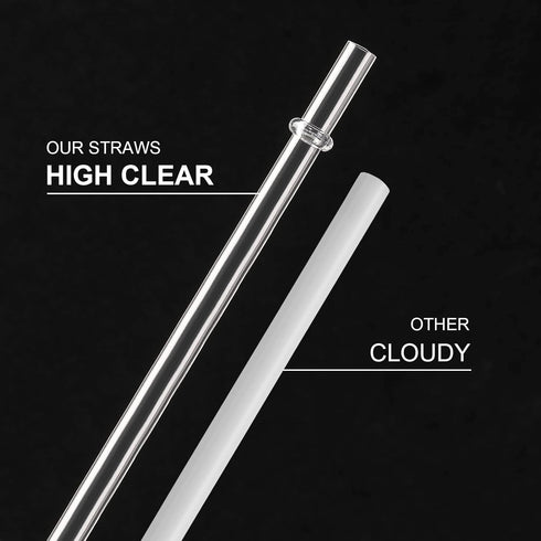 24 Pack, HIGHLY Transparent Reusable Plastic Straws with 4 Cleaning Brushes, 10.5 in Long Drinking Straws, Clear Replacement Straws for 16 24 30 3...