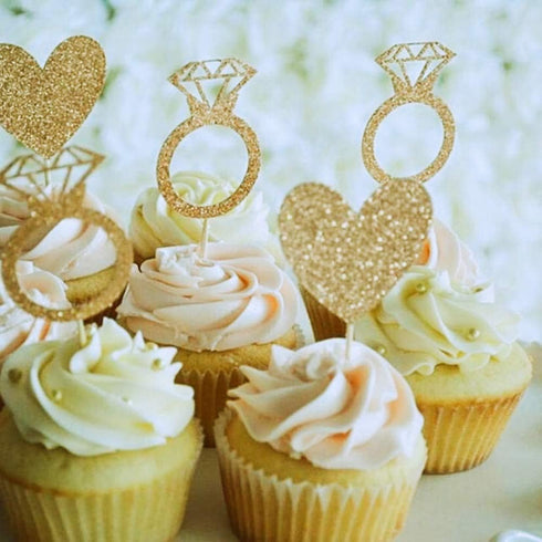 JeVenis Set of 44 Wedding Cupcake Toppers Diamond Ring Cupcake Toppers I Do Cupcake Topper for Wedding Engagement Bridal Shower Decorations...