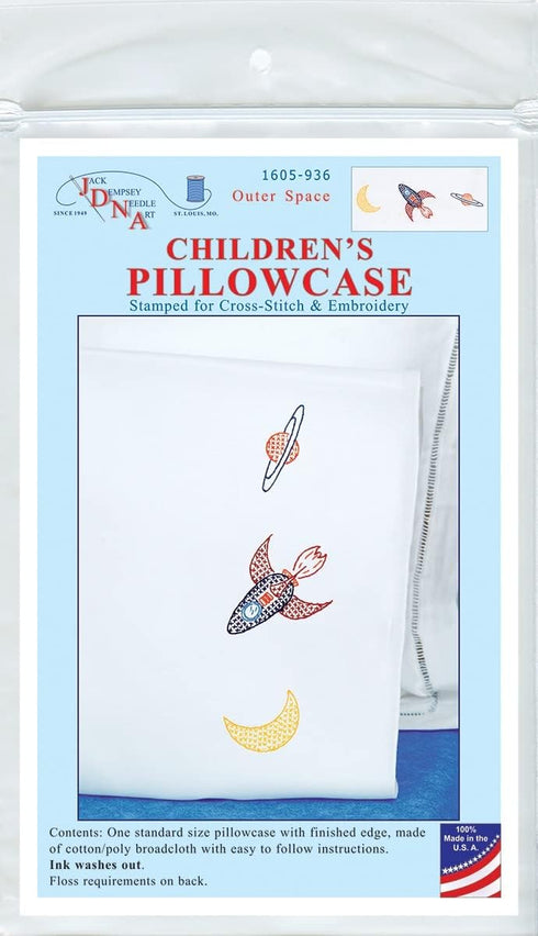 Jack Dempsey Children's Stamped Pillowcase W/Perle Edge - Outer Space...