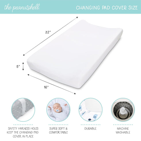 The Peanutshell Changing Pad Covers for Boys or Girls, Unisex 3 Pack, Nautical Whale...
