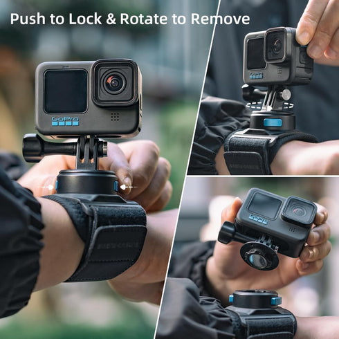 SUREWO Magnetic Wrist Strap Mount Compatible with Go pro Hero 12/11/10/9/8/7//6/5 Black,DJI Osmo Action 4/3/2,Insta 360 ONE R,AKASO/Campark and Mo...
