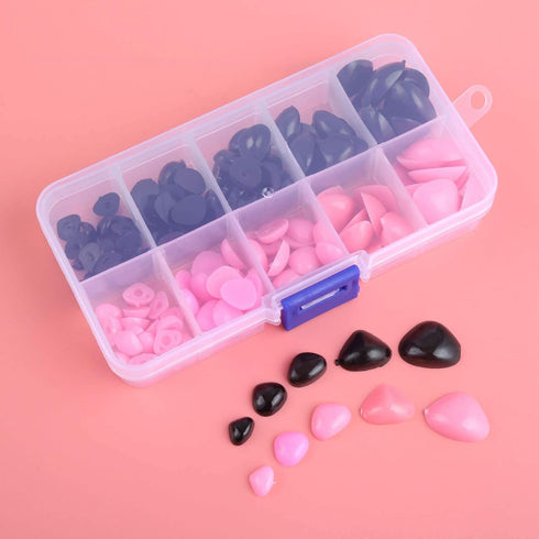 Yetaha 150PCS Plastic Nose, 5 Sizes Craft Triangle Nose for Stuffed Animals Doll, Bear, Dog, Puppet DIY Making, Black&Pink...
