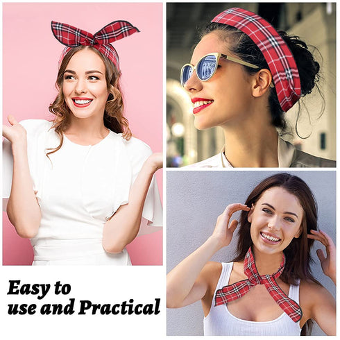 Twist Bow Wire Headbands Head Wrap Retro Bowknot Polka Dot Lattice Design Rabbit ear Wired Hairbands Hair Holder Hair Accessory for Women and Girl...