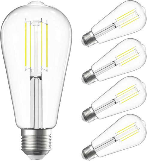 SHINESTAR E26 LED Bulb 60 Watt Dimmable, 4000K Bright White, Edison Light Bulbs for Bathroom Vanity, 4-Pack...