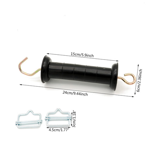 Plastic Electric Fence Gate Handle with Polytape Splicer,Spring Gate Handle with Poly Tape Buckle. (2)...