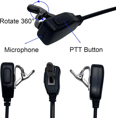 Walkie Talkie Earpiece with Mic PTT 2 Pin Covert Acoustic Tube Secret Service Earpiece Compatible with Baofeng UV-5R BF-888S Arcshell Retevis H-77...