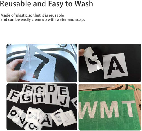 HZMM 5 Inch Letter Stencils Kit, Alphabet Art Craft Stencils, Reusable Plastic Letters and Numbers Stencil Set for Wood, Wall, Fabric, Rock, Chalk...