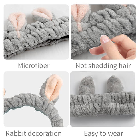 Easter Gifts for Girls, 3-Pack Bunny Headbands, Headbands for Women for Washing Face, Makeup Headband, Hair Band for Washing Face, Spa Headband fo...