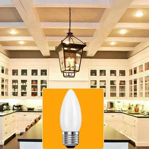 E26 LED Candelabra,4W Vintage 40 Watt Equivalent Edison Style, C32 Frosted Glass Flame Shape,2700K Warm Soft White 400LM,Dimmable LED Candle Bulbs...