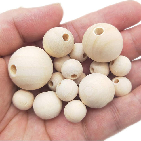 Round Natural Wood Beads Wooden Spacer Loose Beads for Jewelry Hair Accessories Garland Making DreamCatchers DIY Craft Supplies (30mm 50pcs)...