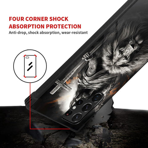 CARLOCA Compatible with Samsung Galaxy S23 Ultra Case,Jesus Black White Lion Cross Pattern Ultra Protection Shockproof Soft Silicone TPU Non-Slip ...