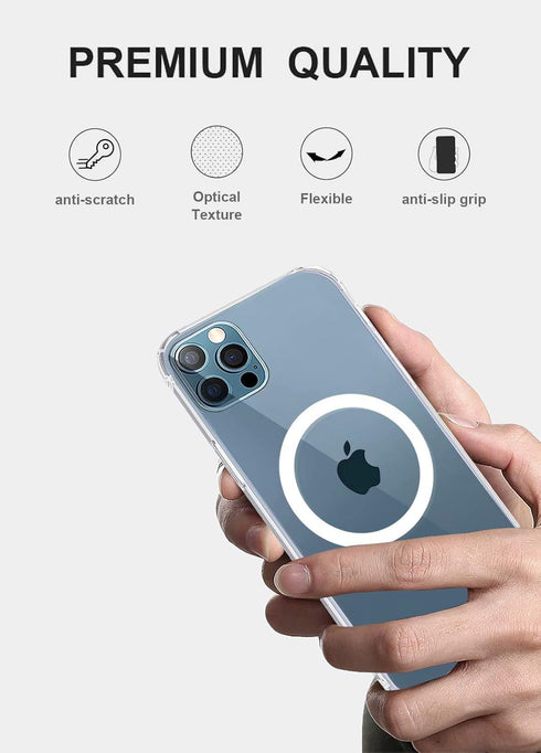 Clear Magnetic Case for iPhone 12 Pro max, Slim Fit Hard Back Soft Silicone Thin Cute Shockproof Anti-Yellow Protective Case for iPhone 12 Pro max...